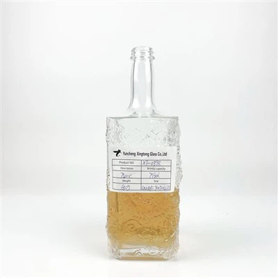 750ml 680g pravokutnog oblika vodka tekila rakija viski prazne staklene boce s navojem